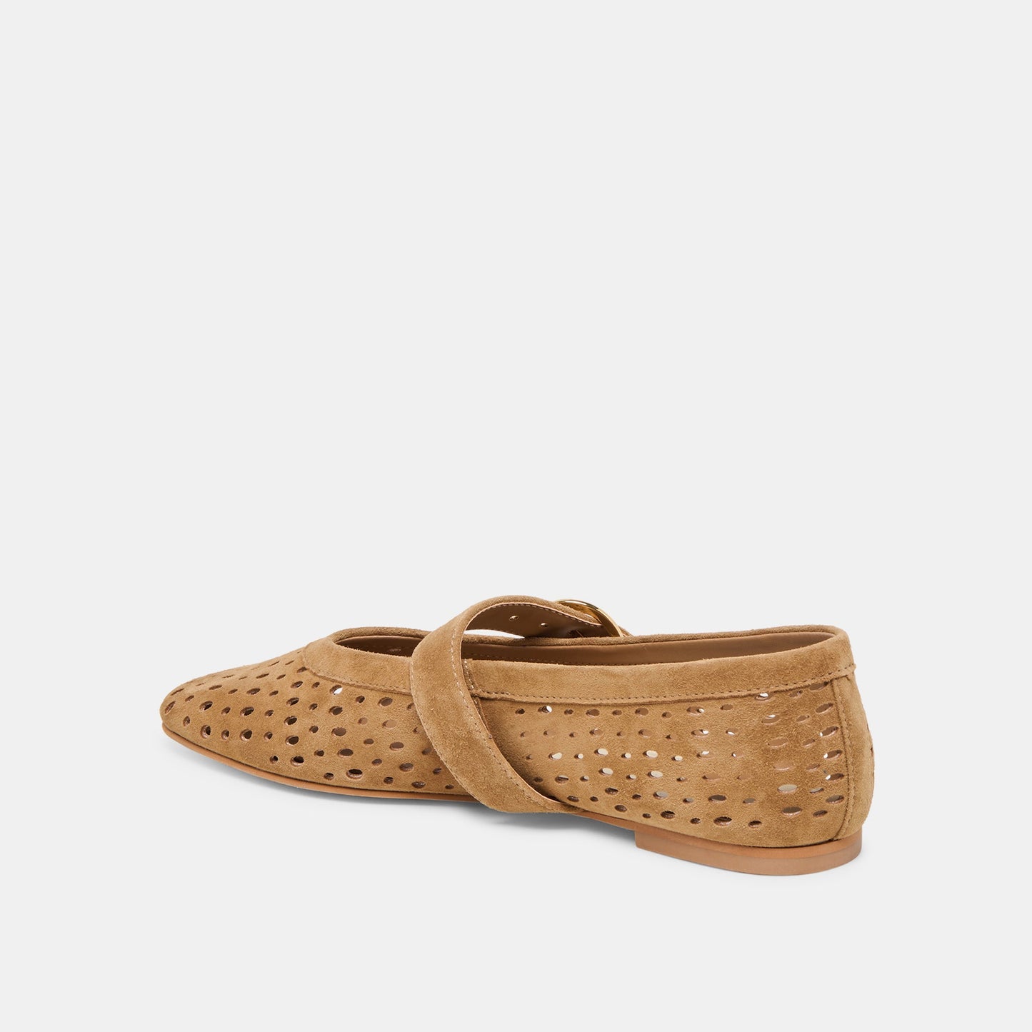 Mikel Lt Brown Perforated Suede Ballet Flats - Dolce Vita
