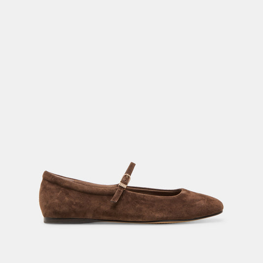 Reyes Dk Brown Suede Ballet Flats - Dolce Vita