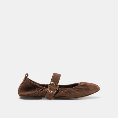 Caely Dk Brown Suede Ballet Flats - Dolce Vita