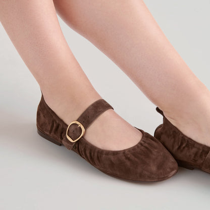 Caely Dk Brown Suede Ballet Flats - Dolce Vita