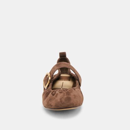 Caely Dk Brown Suede Ballet Flats - Dolce Vita