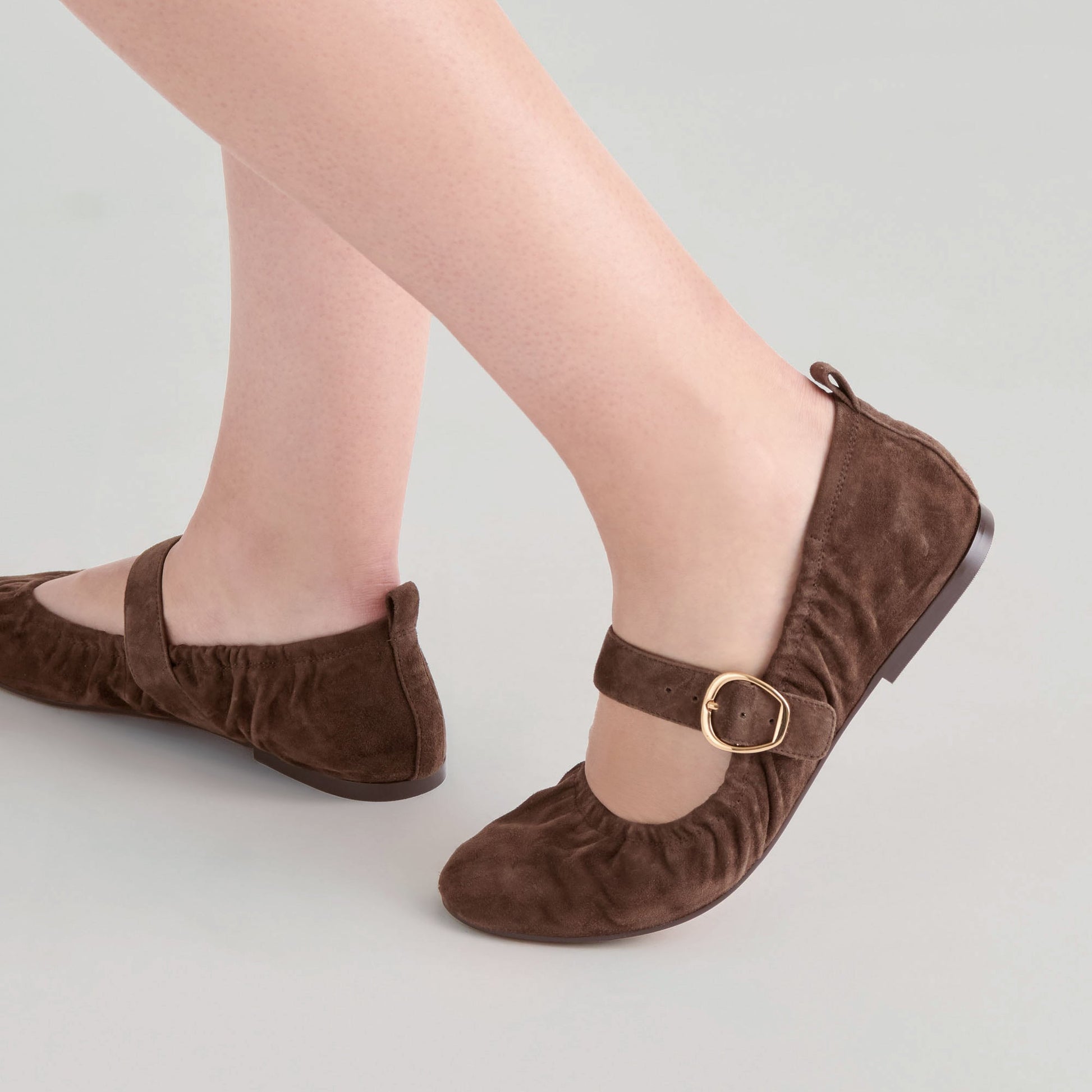 Caely Dk Brown Suede Ballet Flats - Dolce Vita