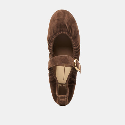 Caely Dk Brown Suede Ballet Flats - Dolce Vita
