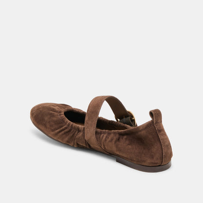 Caely Dk Brown Suede Ballet Flats - Dolce Vita