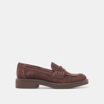 Tiggy Mahogany Suede Loafers - Dolce Vita