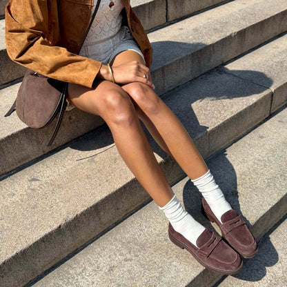 Tiggy Mahogany Suede Loafers - Dolce Vita