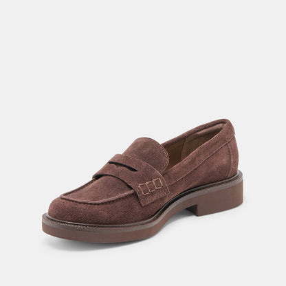 Tiggy Mahogany Suede Loafers - Dolce Vita