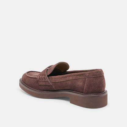 Tiggy Mahogany Suede Loafers - Dolce Vita