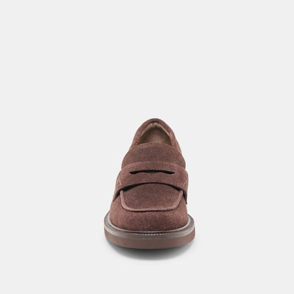 Tiggy Mahogany Suede Loafers - Dolce Vita