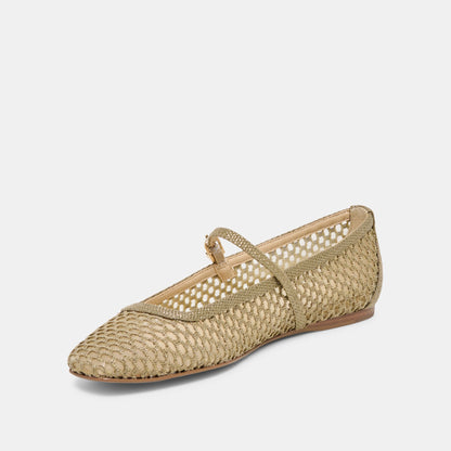 Reyes Olive Woven Raffia Ballet Flats - Dolce Vita
