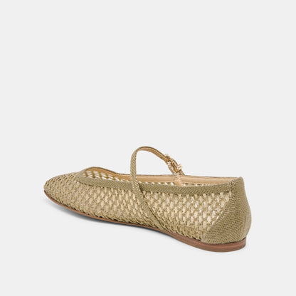 Reyes Olive Woven Raffia Ballet Flats - Dolce Vita