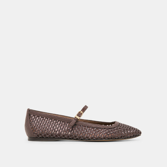 Reyes Chocolate Woven Raffia Ballet Flats - Dolce Vita