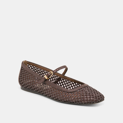 Reyes Chocolate Woven Raffia Ballet Flats - Dolce Vita