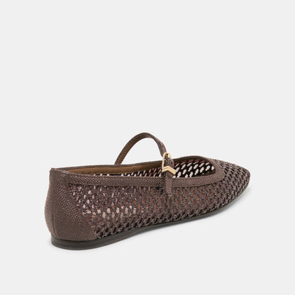 Reyes Chocolate Woven Raffia Ballet Flats - Dolce Vita