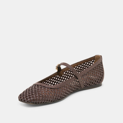 Reyes Chocolate Woven Raffia Ballet Flats - Dolce Vita