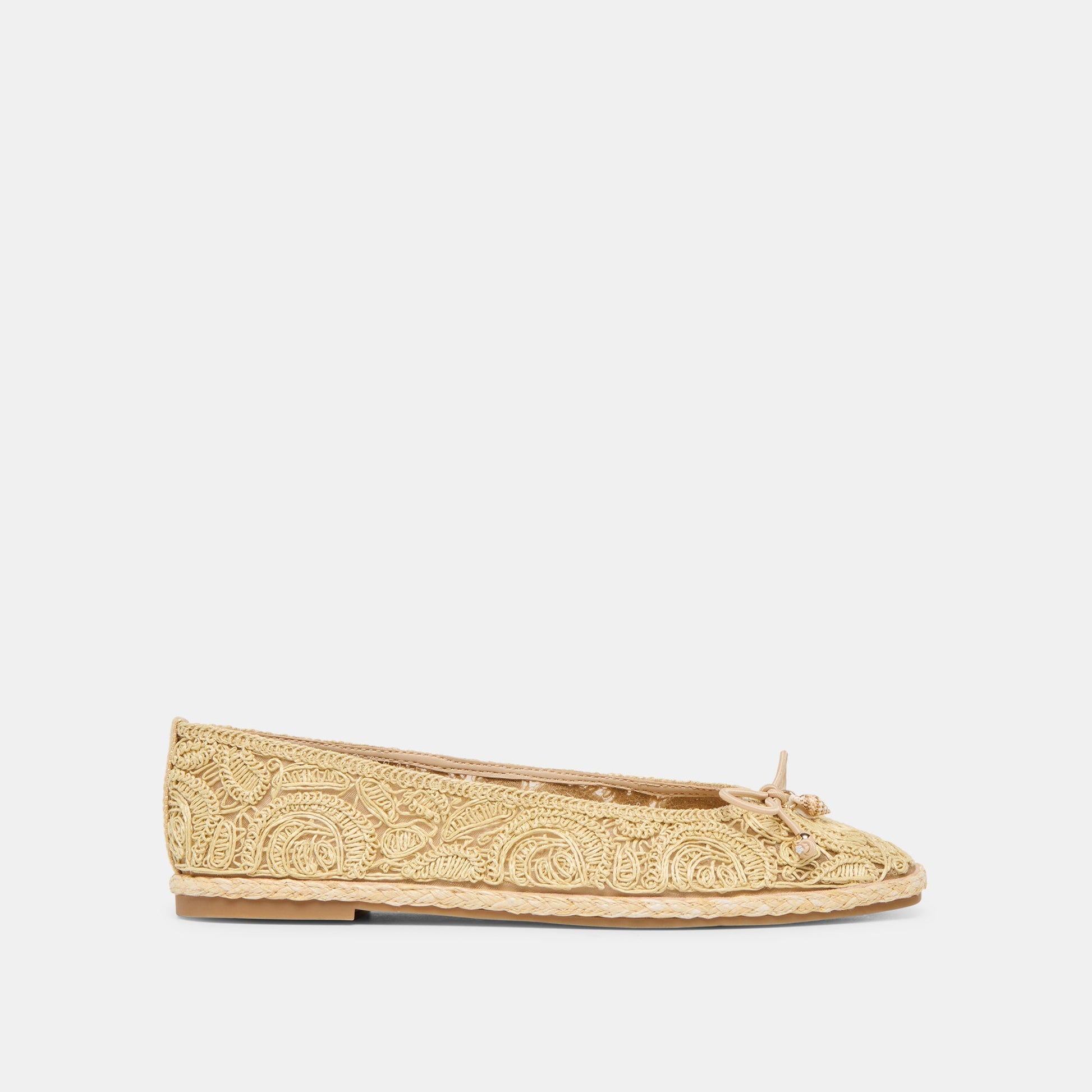Tianna Lt Natural Raffia Lace Ballet Flats - Dolce Vita