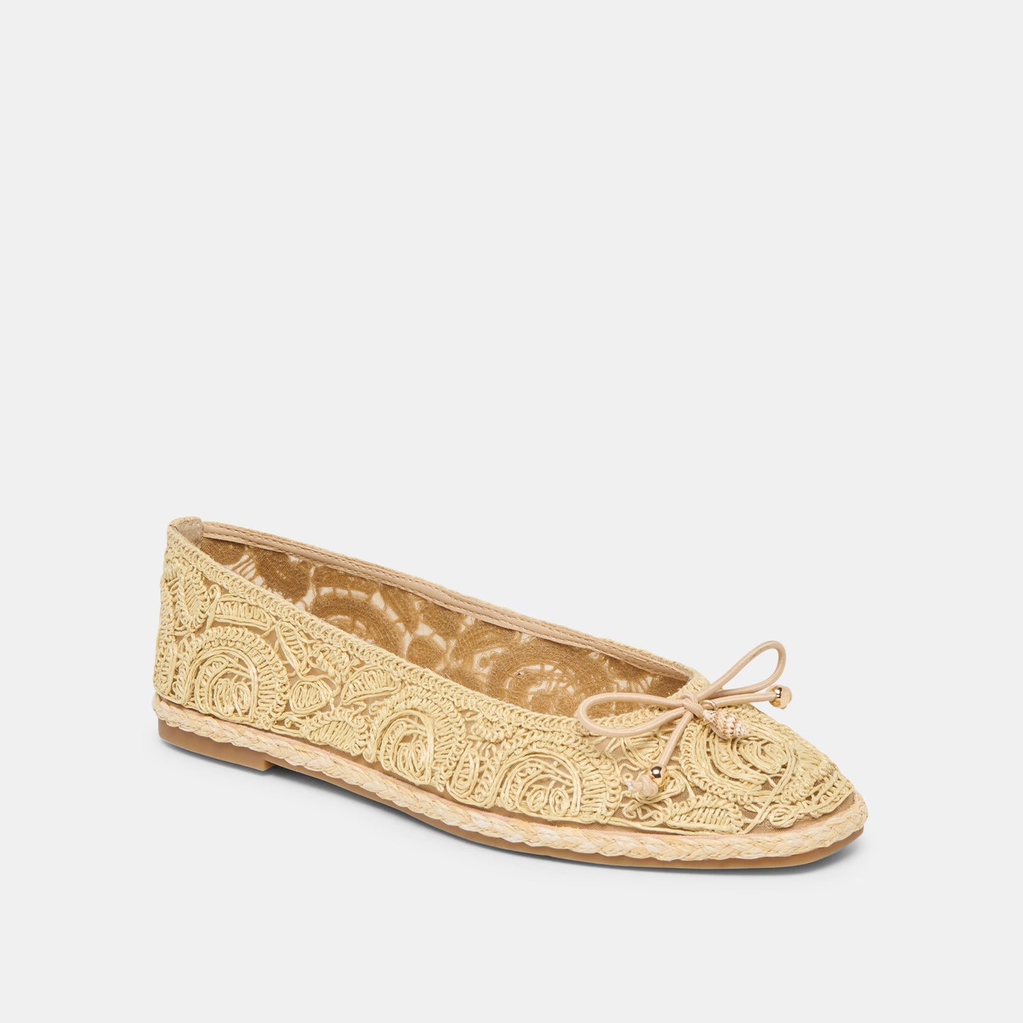 Tianna Lt Natural Raffia Lace Ballet Flats - Dolce Vita