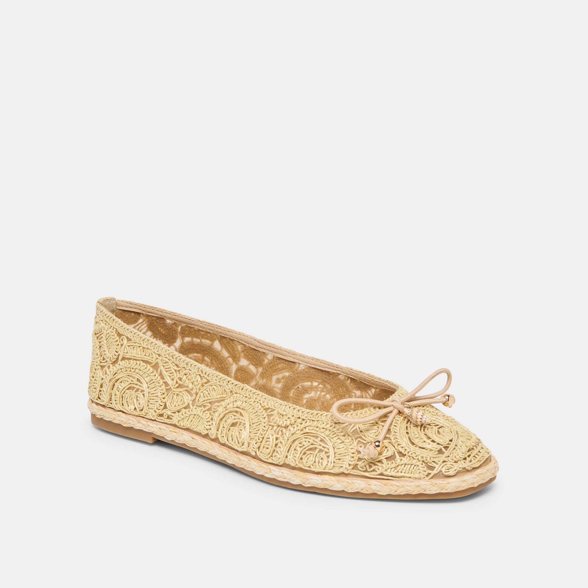 Tianna Lt Natural Raffia Lace Ballet Flats - Dolce Vita