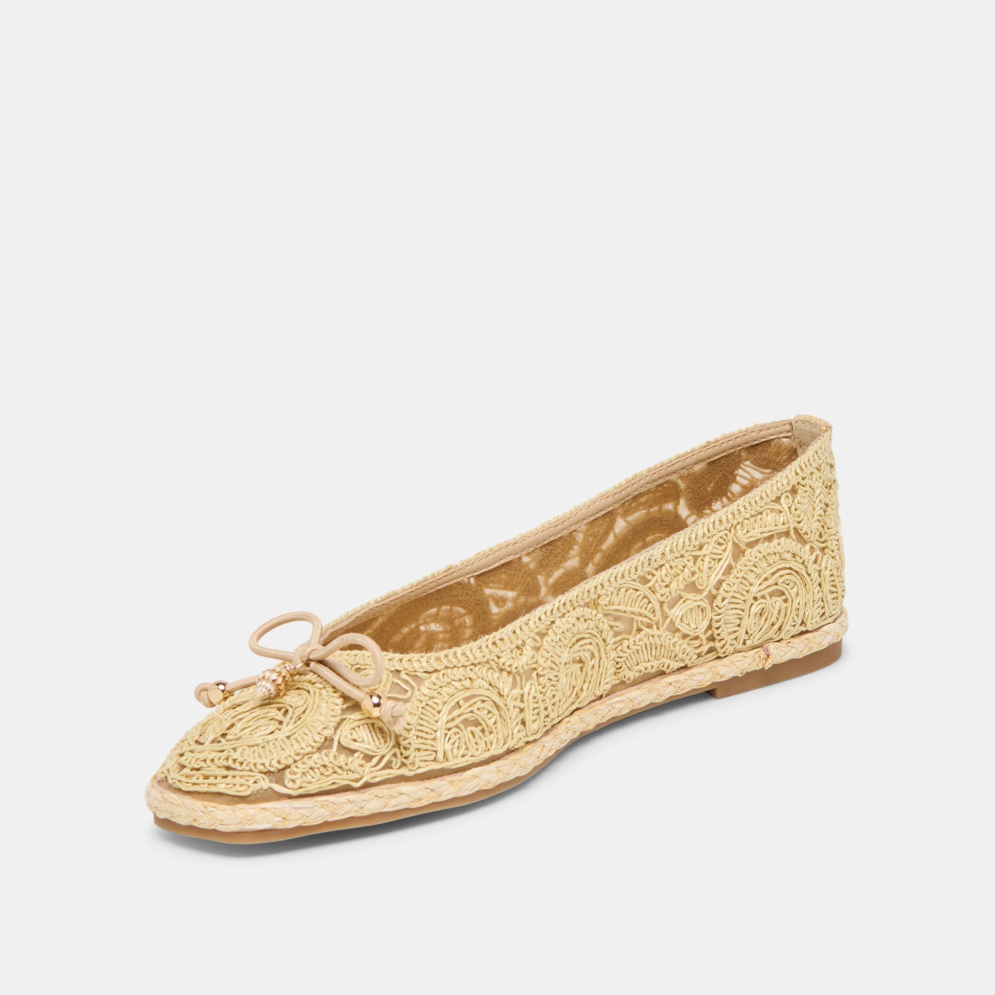 Tianna Lt Natural Raffia Lace Ballet Flats - Dolce Vita