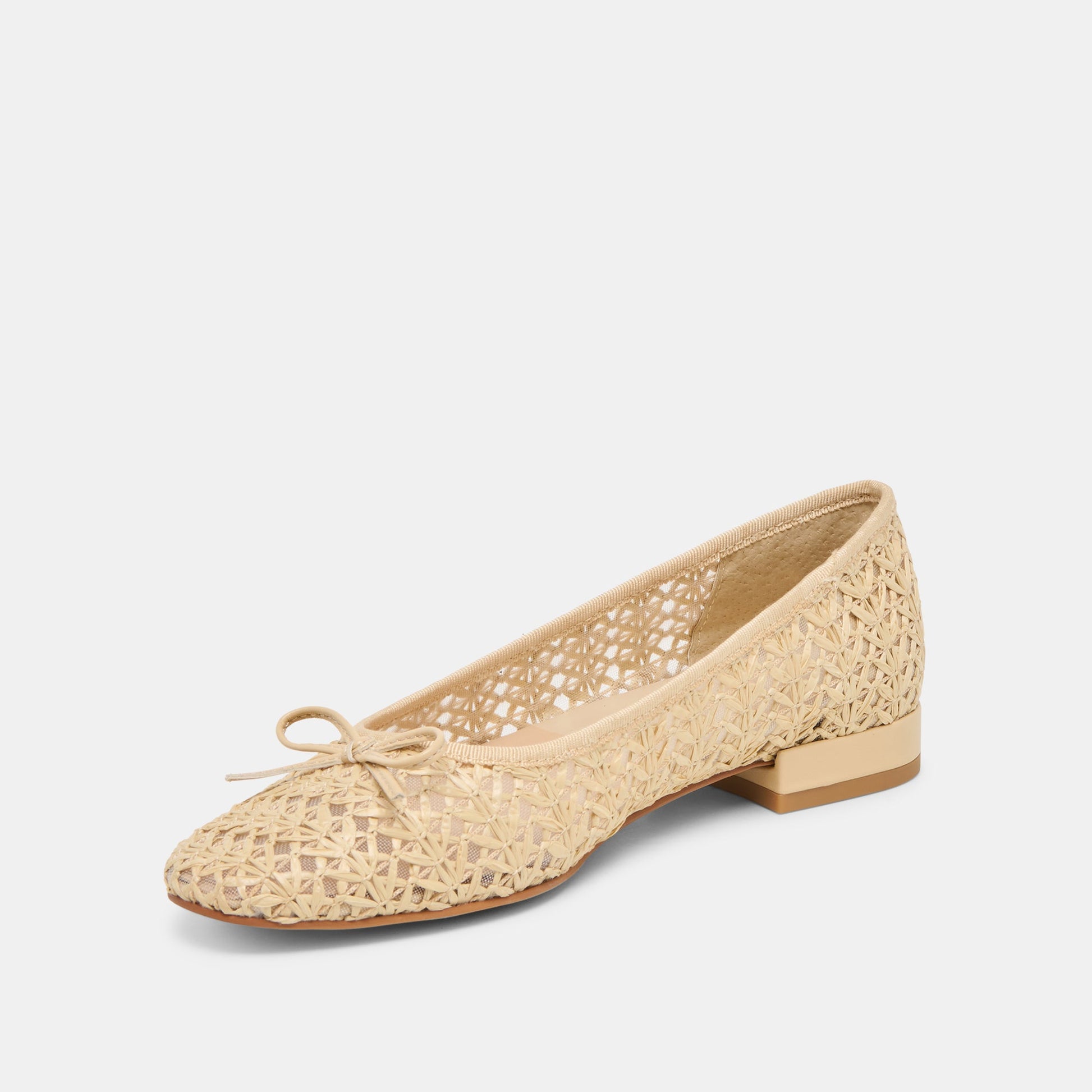 Ulicia Lt Natural Cross Hatch Raffia Ballet Flats - Dolce Vita