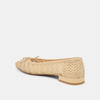 Ulicia Lt Natural Cross Hatch Raffia Ballet Flats - Dolce Vita