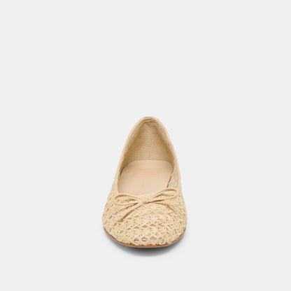 Ulicia Lt Natural Cross Hatch Raffia Ballet Flats - Dolce Vita