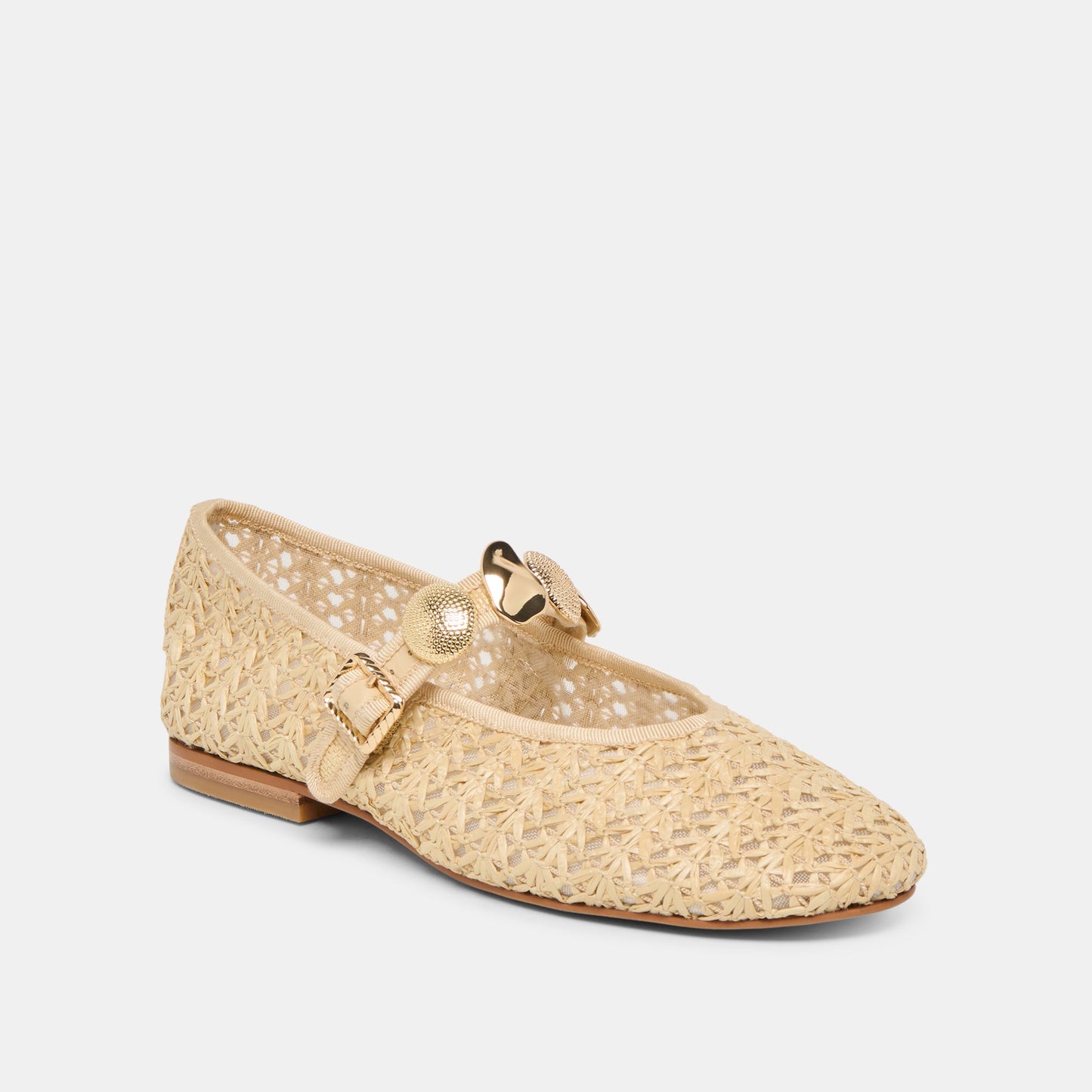 Relan Natural Cross Hatch Raffia Ballet Flats - Dolce Vita