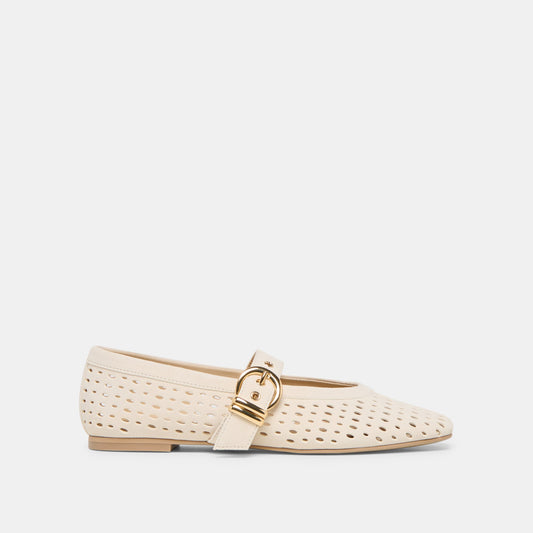 Mikel Creme Perforated Suede Ballet Flats - Dolce Vita