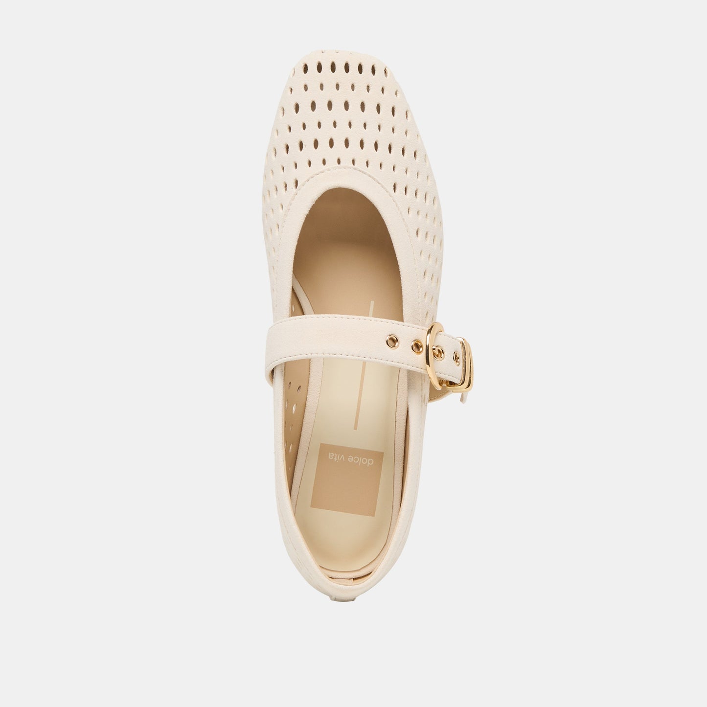 Mikel Creme Perforated Suede Ballet Flats - Dolce Vita