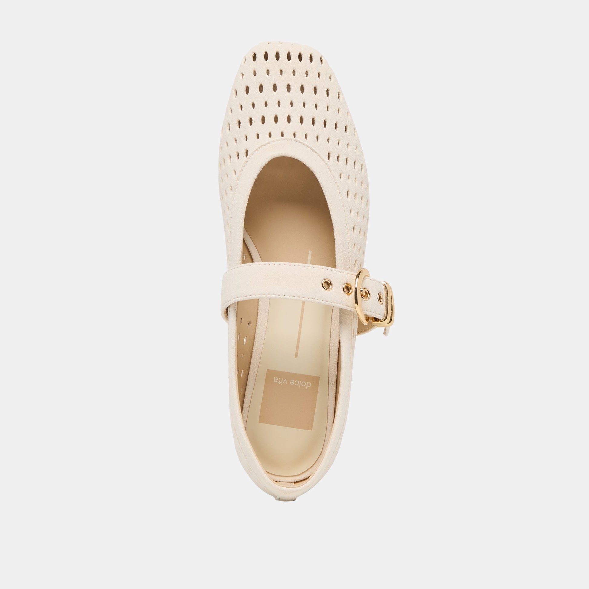 Mikel Creme Perforated Suede Ballet Flats - Dolce Vita