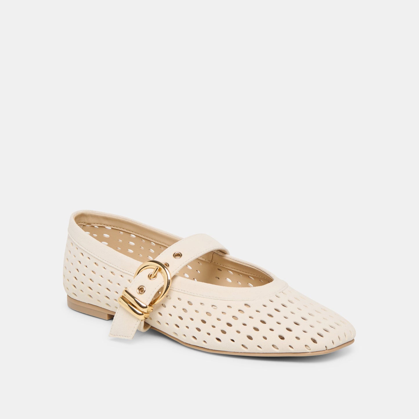 Mikel Creme Perforated Suede Ballet Flats - Dolce Vita