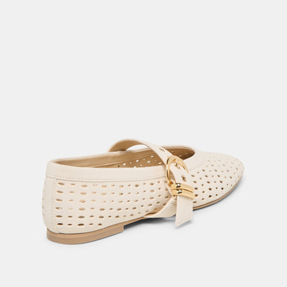 Mikel Creme Perforated Suede Ballet Flats - Dolce Vita