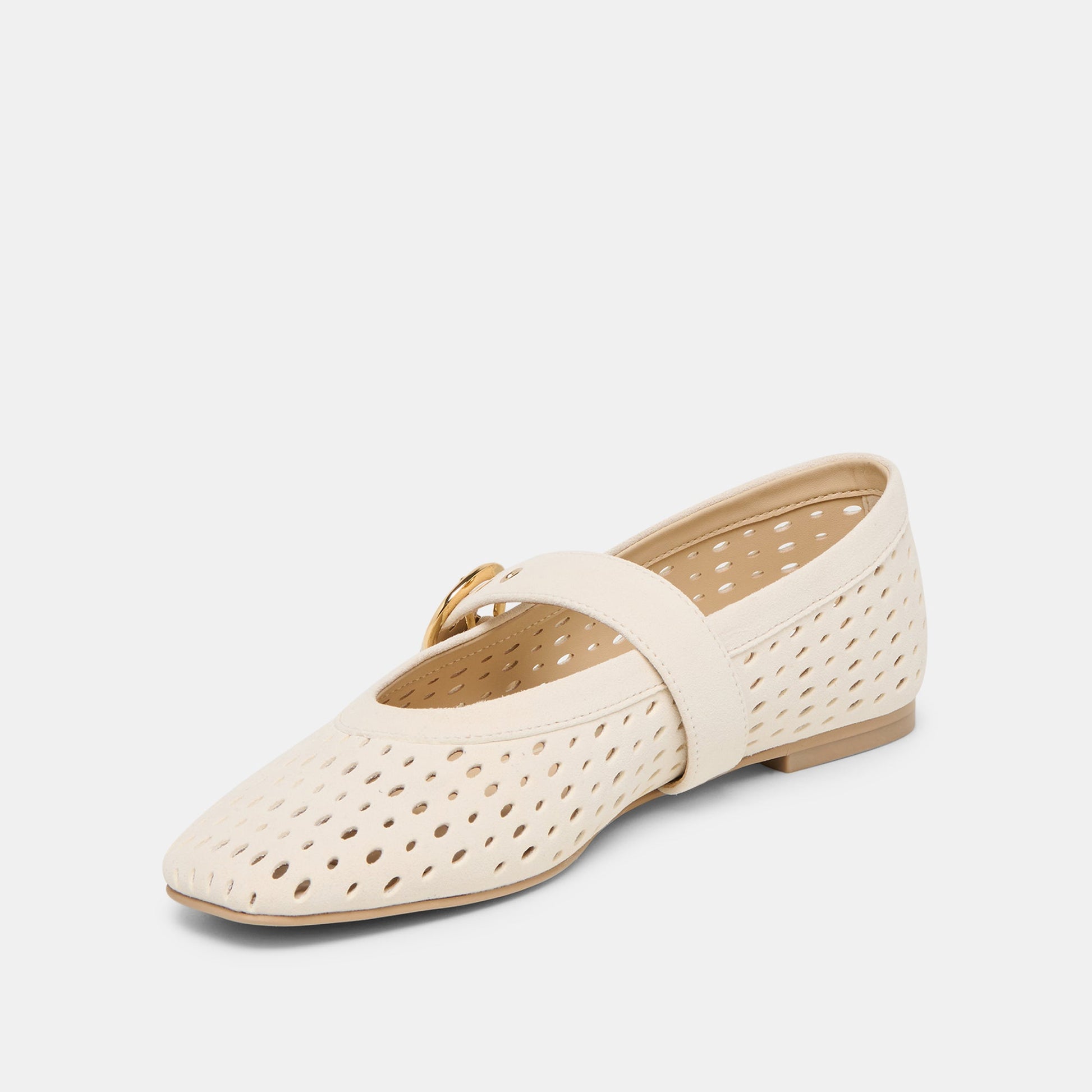 Mikel Creme Perforated Suede Ballet Flats - Dolce Vita