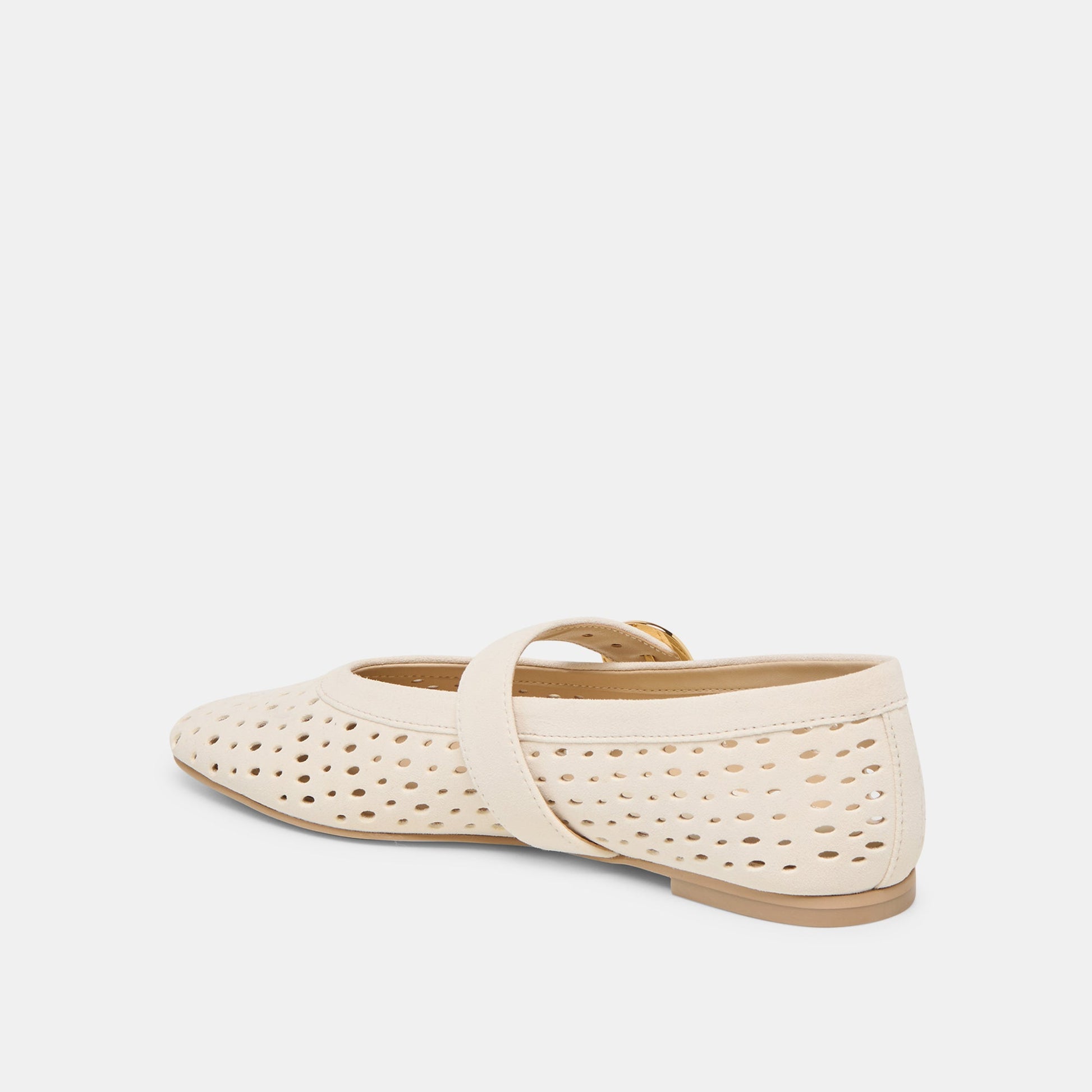 Mikel Creme Perforated Suede Ballet Flats - Dolce Vita