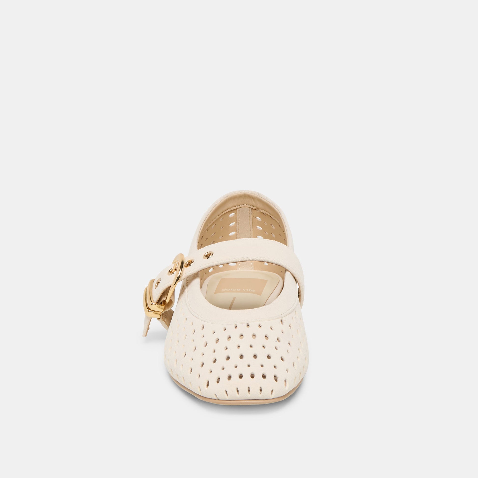 Mikel Creme Perforated Suede Ballet Flats - Dolce Vita
