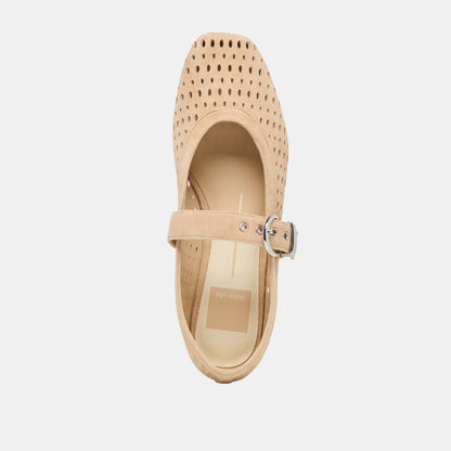 Mikel Camel Perforated Suede Ballet Flats - Dolce Vita
