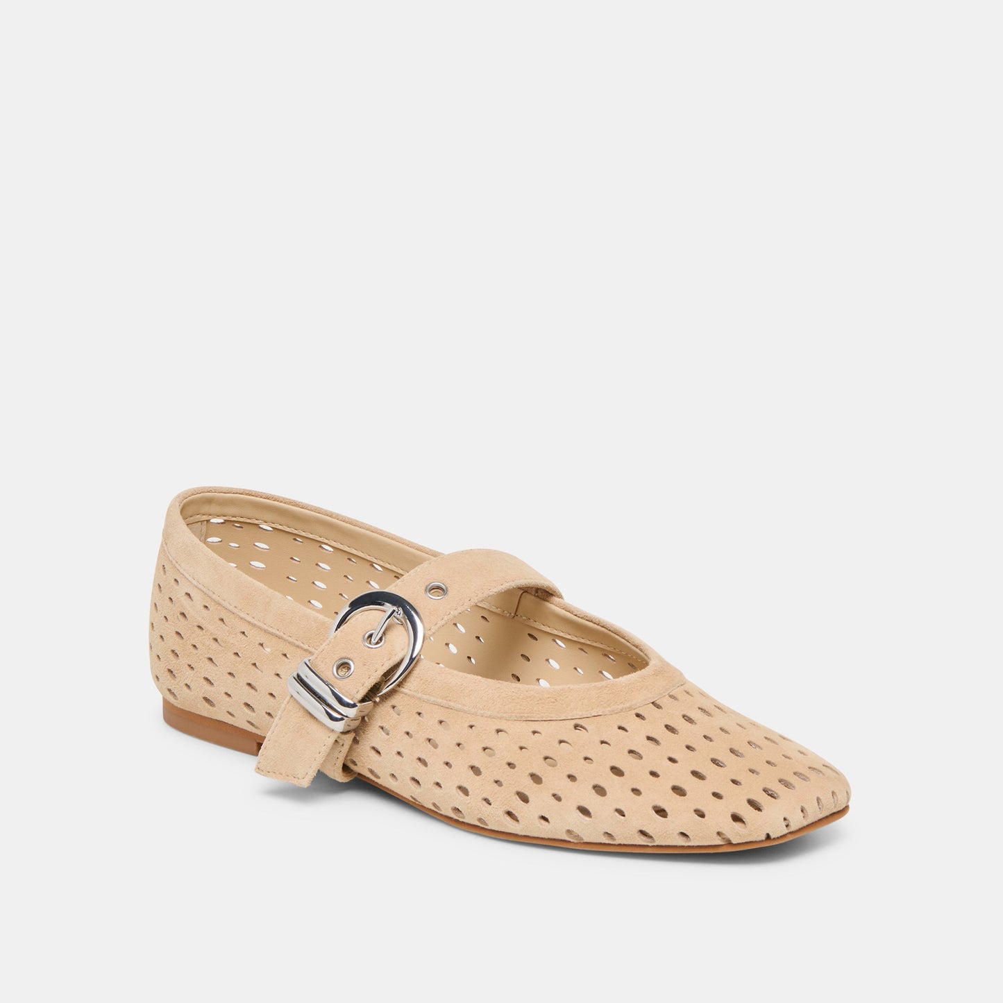 Mikel Camel Perforated Suede Ballet Flats - Dolce Vita