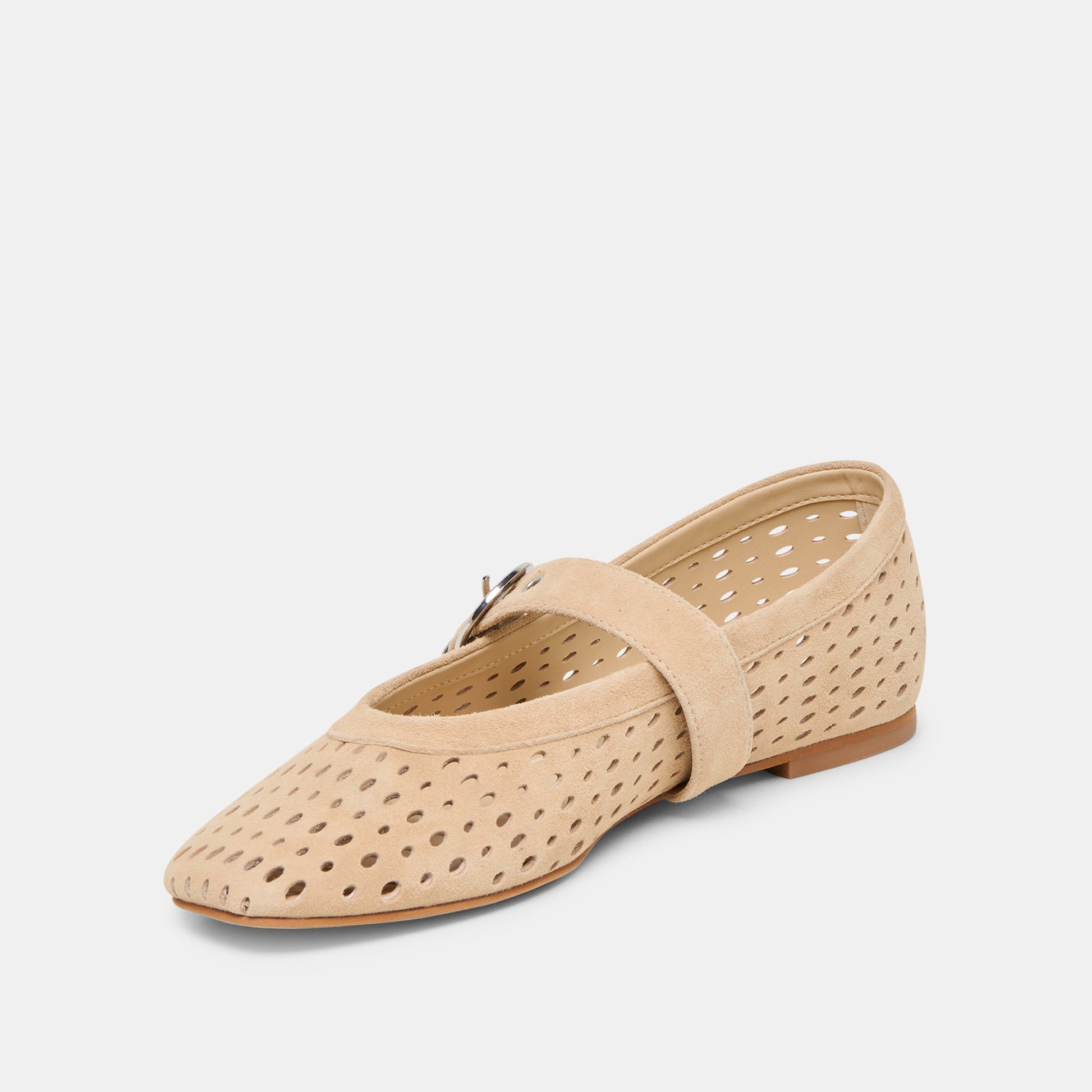 Mikel Camel Perforated Suede Ballet Flats - Dolce Vita