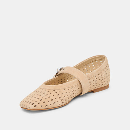 Mikel Camel Perforated Suede Ballet Flats - Dolce Vita