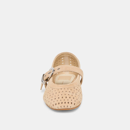 Mikel Camel Perforated Suede Ballet Flats - Dolce Vita