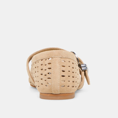 Mikel Camel Perforated Suede Ballet Flats - Dolce Vita