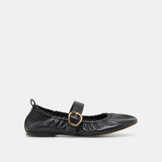 Caely Black Leather Ballet Flats - Dolce Vita