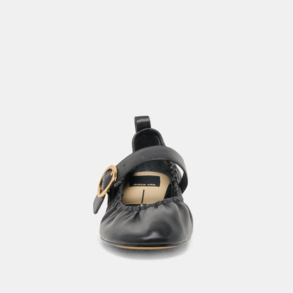 Caely Black Leather Ballet Flats - Dolce Vita