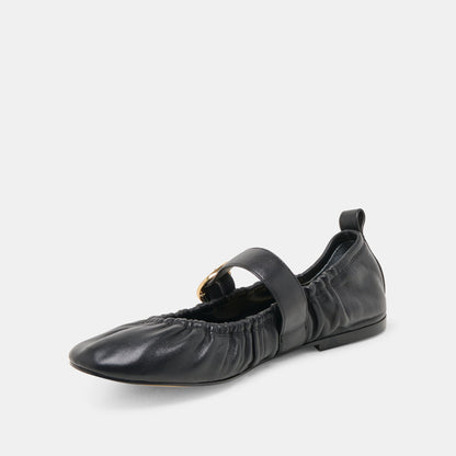 Caely Black Leather Ballet Flats - Dolce Vita