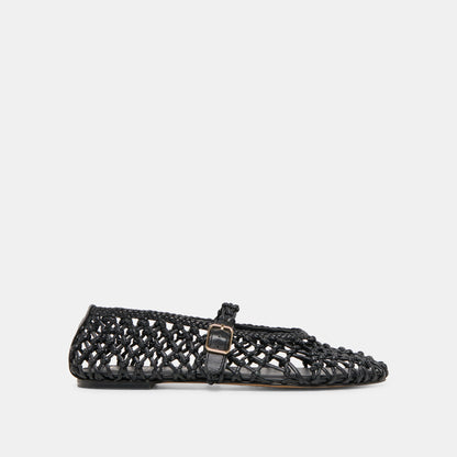 Clair Black Woven Leather Ballet Flats - Dolce Vita