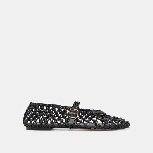 Clair Black Woven Leather Ballet Flats - Dolce Vita
