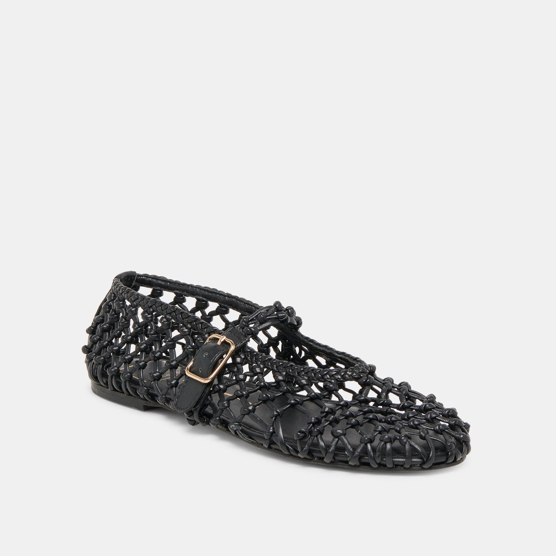 Clair Black Woven Leather Ballet Flats - Dolce Vita