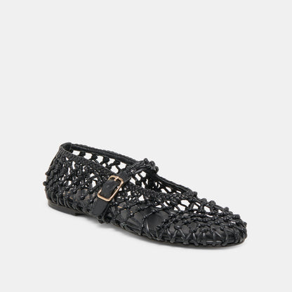Clair Black Woven Leather Ballet Flats - Dolce Vita