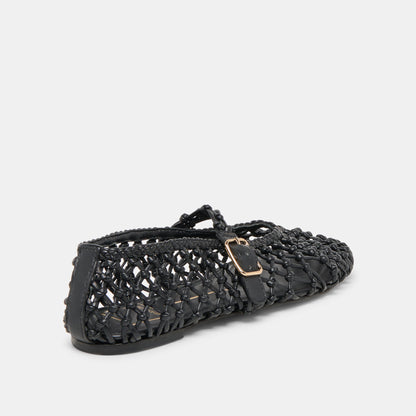 Clair Black Woven Leather Ballet Flats - Dolce Vita