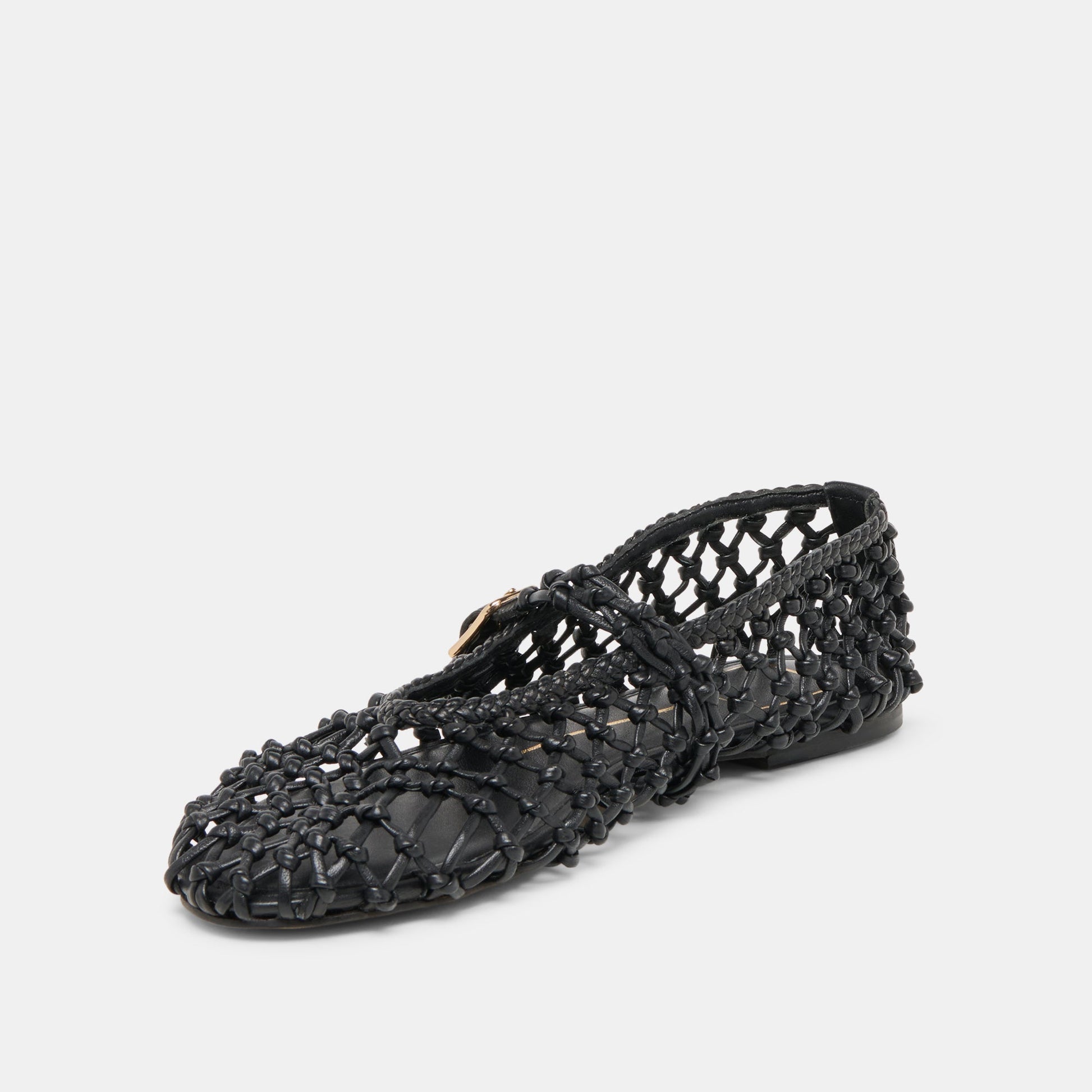 Clair Black Woven Leather Ballet Flats - Dolce Vita